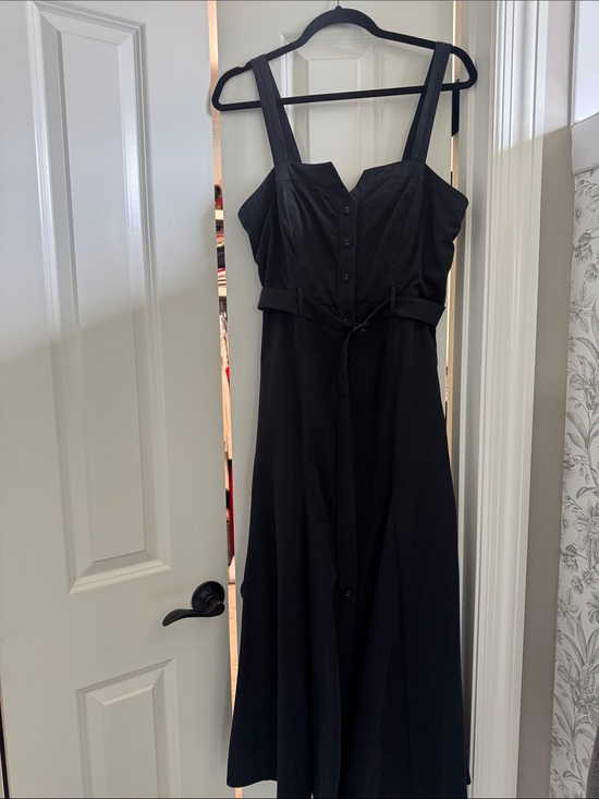 Astr Dresses & Skirts - Astr Black Sleeveless Midi Dress with Button Bodice and Waist Tie
